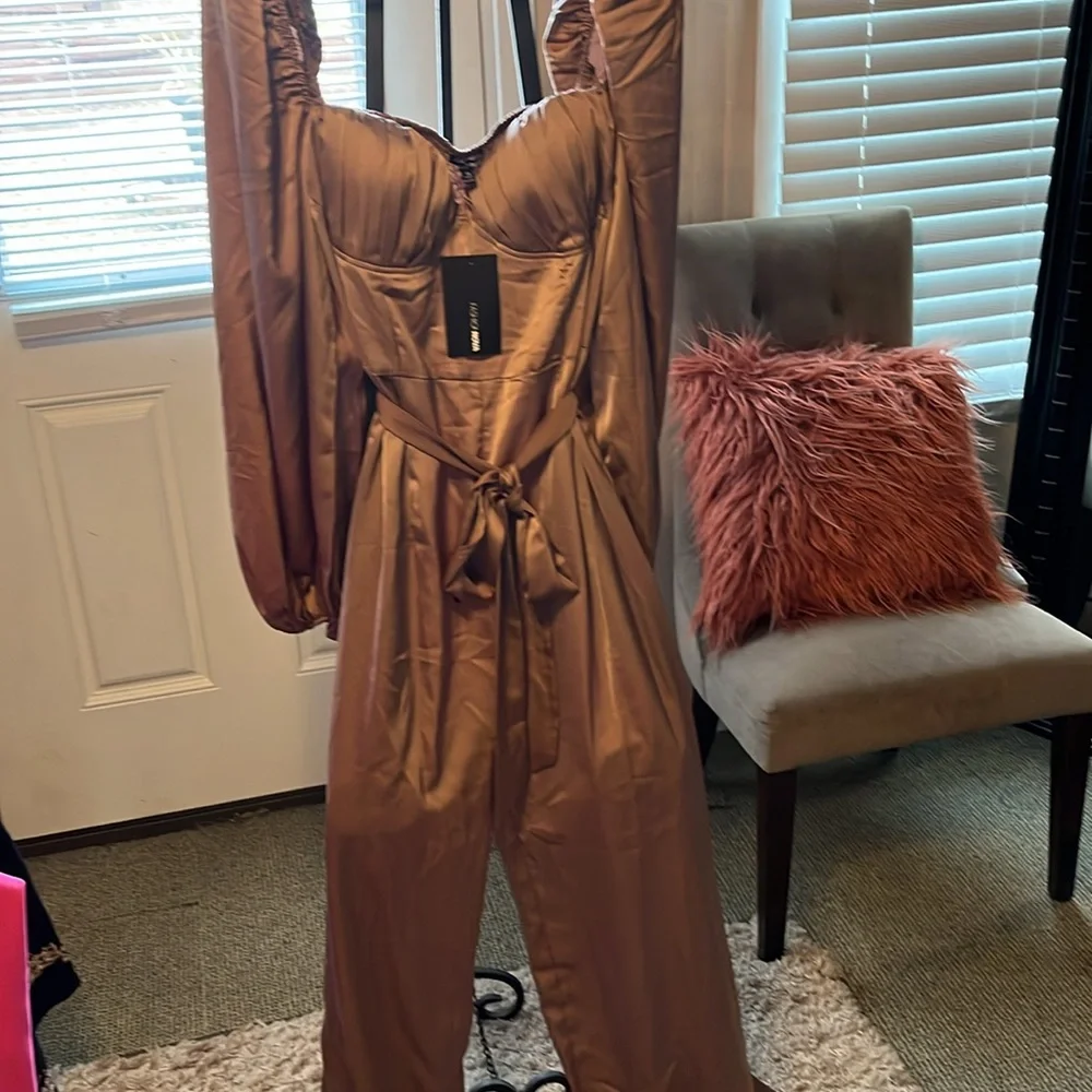 Satin wide legs jumpsuit - Picture 6 of 7